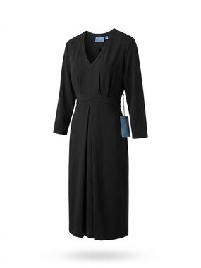 Simply Vera Vera Wang Black V-Neck Long Sleeve Midi Dress